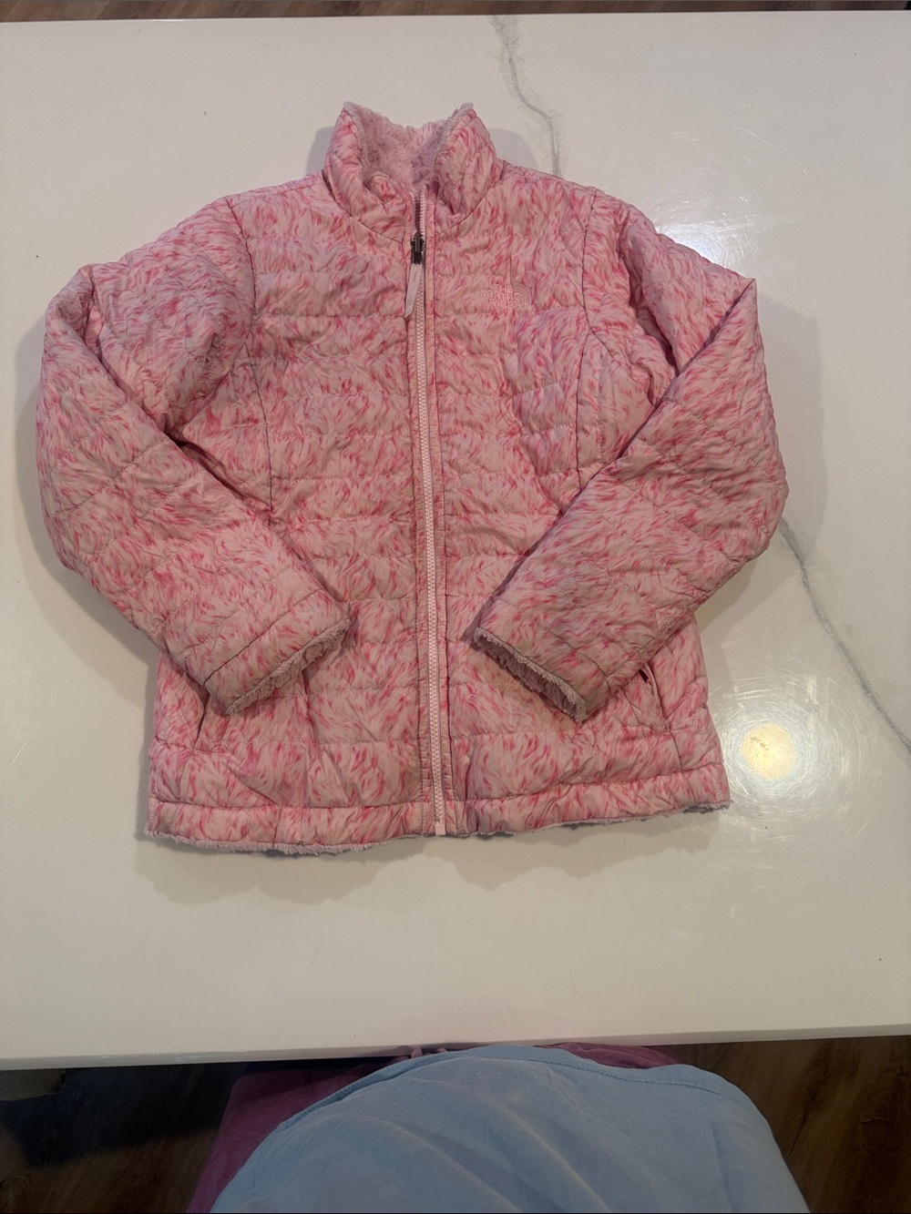 The North Face Girls Reversible Pink Marbled Jacket